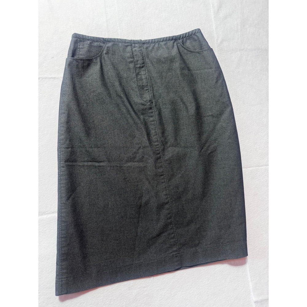 Mastina Gray Denim Pencil Skirt Charcoal Cotton Blend Midi Straight Skirt